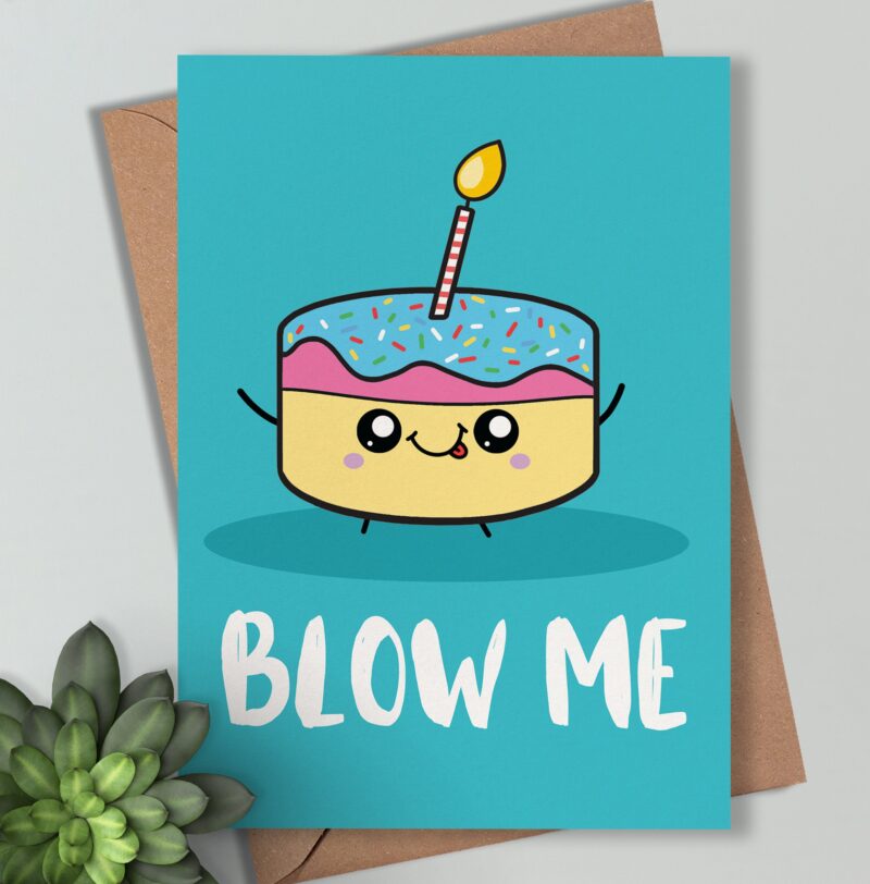 Blow Me - Funny Birthday Card, Happy Birthday Card, Cute Birthday Card - Irish Made Cards for Him, For Her