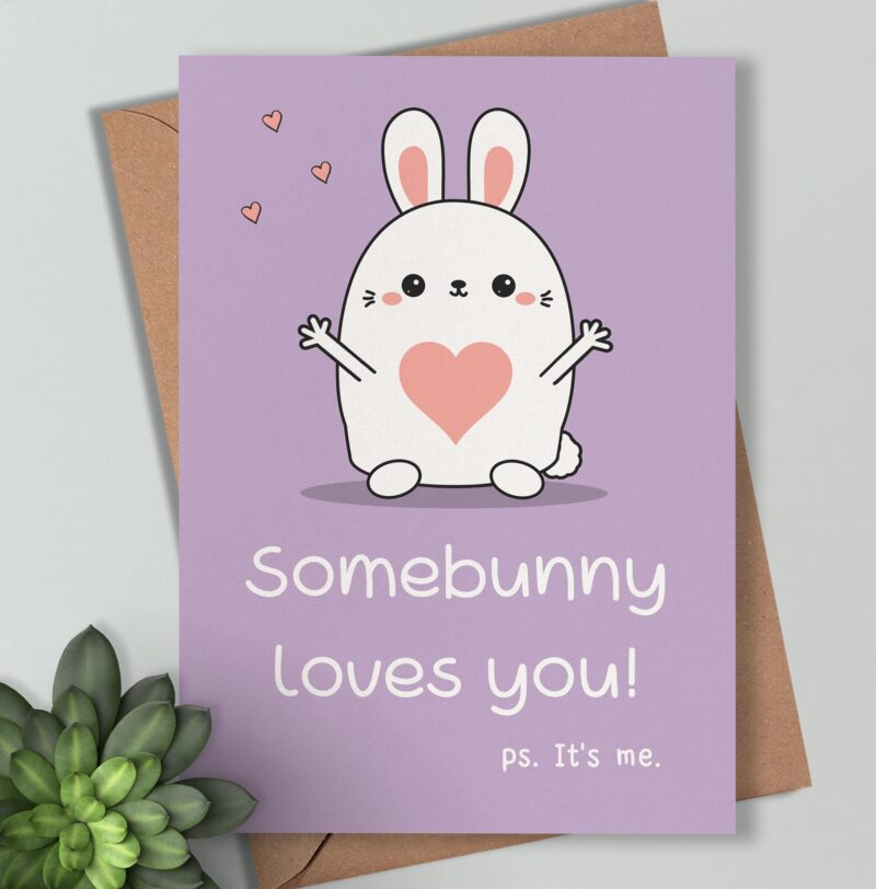 Cute card -Some bunny Loves you. Personalised funny birthday anniversary card white Bunny Rabbit For Best Friend wife her Girlfriend Gift.