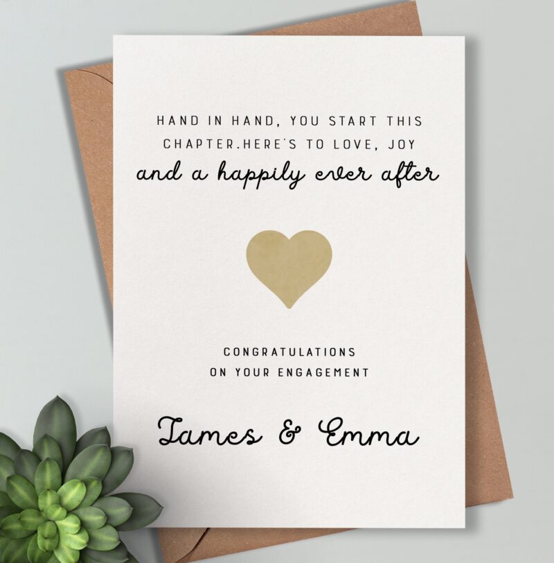 Personalised engagement card - Beautiful saying happily ever after - Daughter Son Sister Brother Wedding Engagement Present