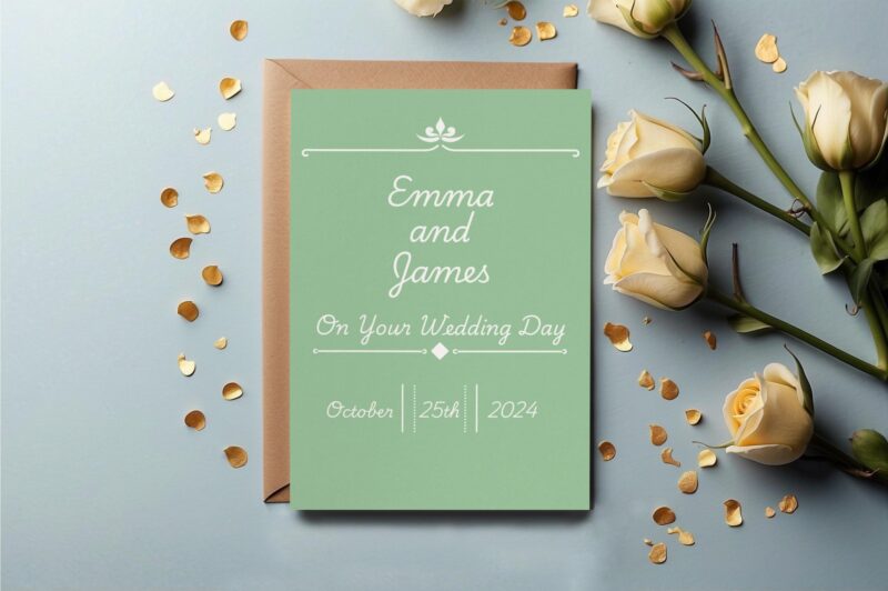 Custom Colour Personalised Wedding Gift & Engagement luxury Greetings Card - Newly Married Couple Personalised Keepsake Gift. Grá Irish Love