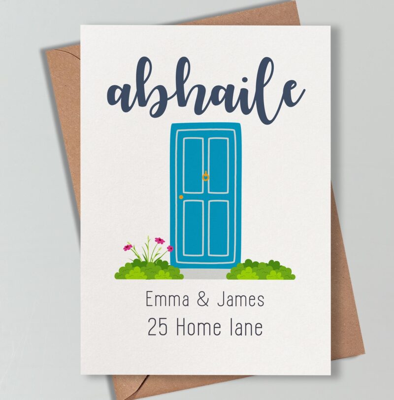 Abhaile Irish Home Personalised Name and Address Greetings Card. New Home Keepsake Card. Congratulations On Your New Home. Housewarming Card