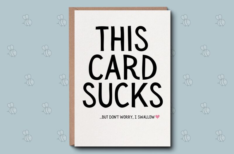 Naughty Love Card - This Card Sucks Card. For Him, Birthday Card For Boyfriend. Husband Birthday Gift. Saucy Raunchy Love Card.