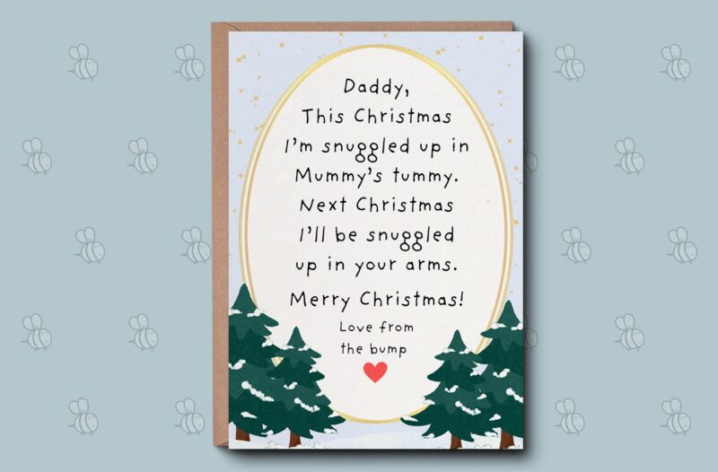 Christmas Daddy From The Bump Card - From Bump Card, Poem Christmas Card Daddy To Be, Dad To Be Christmas, Cute Christmas Gift For Him.