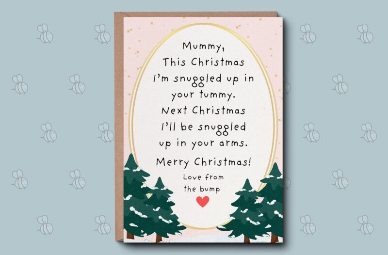 Christmas Mummy From The Bump Card - Merry Christmas Mummy, Mum Christmas Gift, Cute Christmas Gift For Her, Mummy To Be Card.