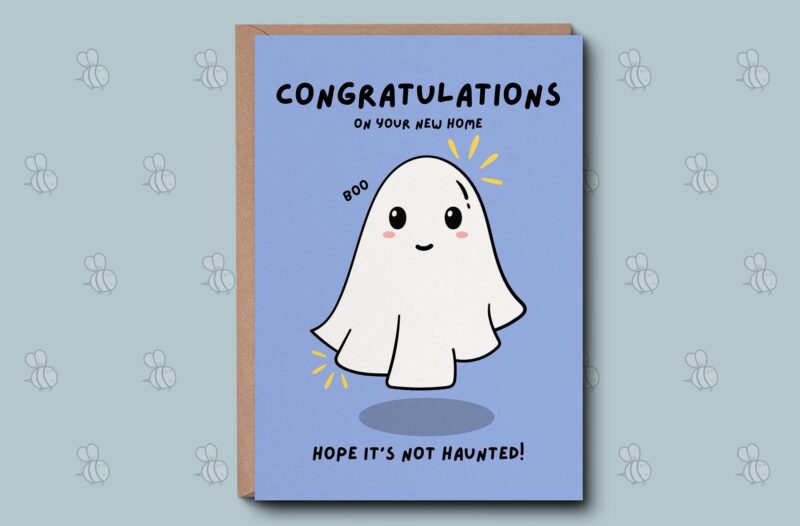 Funny New Home Greetings Card - Hope It's Not Haunted. Personalised Rude Moving New House Card, Housewarming gifts