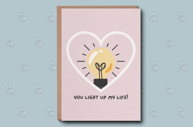 Anniversary Card - You Light Up My Life Card. Anniversary Gift For Him, Anniversary Gift For Her, Love Gift, Boyfriend Girlfriend Card.