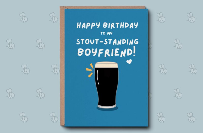 Boyfriend Birthday Card - Stout-Standing Boyfriend Card, Happy Birthday. Funny Gifts For Him, Boyfriend Birthday Card. Birthday Card For Him