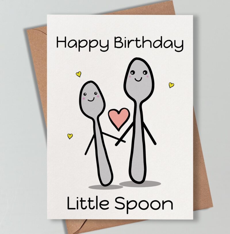 Happy Birthday Card - Little Spoon Birthday Card. Card For Boyfriend, Card For Girlfriend, For Him, For Her, Birthday Card For Partner.