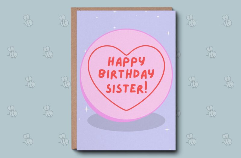 Happy Birthday Sister! - Sister Birthday Card. Gifts For Sister, Best Sister, Sister Card. Sister Birthday Gifts. Pink Pastel Sweet Card.