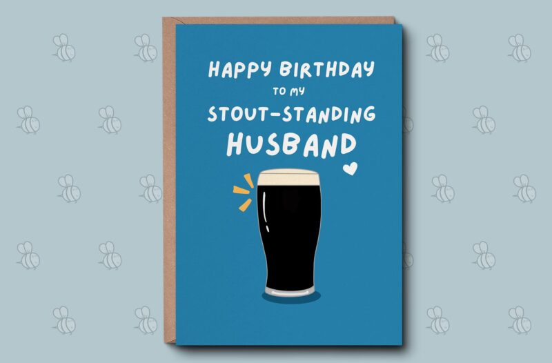 Husband Birthday Card - Stout-Standing Husband Card, Happy Birthday Husband. Funny Gifts For Him, Hubby Birthday Card. Birthday Card For Him