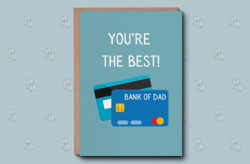 Dad Birthday Card - Bank Of Dad Card. Daddy Birthday Card. Funny Card For Dad. Gifts For Dad. Dad Birthday Gift. From Daughter, From Son.