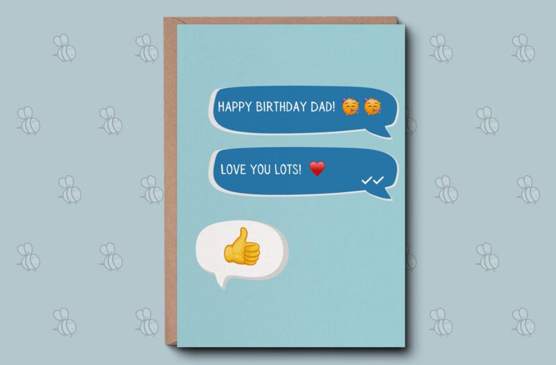 Dad Happy Birthday Message 5x7 Greetings Card - Funny Dad Joke Tech fail birthday gift for father. From Daughter Son Favourite Child.