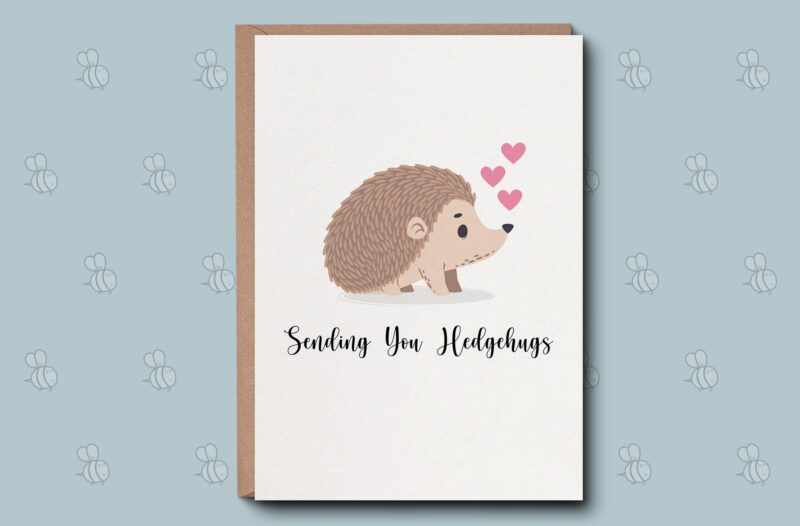 Sending Hedgehugs | Funny Cute birthday love card |thinking of you | get well soon Him Her | hedgehog animal lover | wildlife card | missing