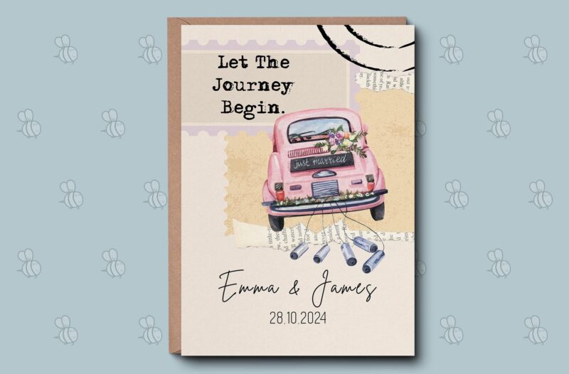 Wedding Card - Personalised Let The Journey Begin Luxury Greetings Card. On Your Wedding Day Card, Couple Personalised Keepsake Gift Card.