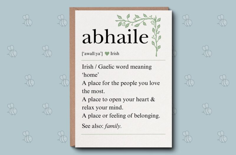 Abhaile Floral Irish Home Personalised Housewarming luxury Greetings Card - New Home Family Personalised Keepsake Gift.