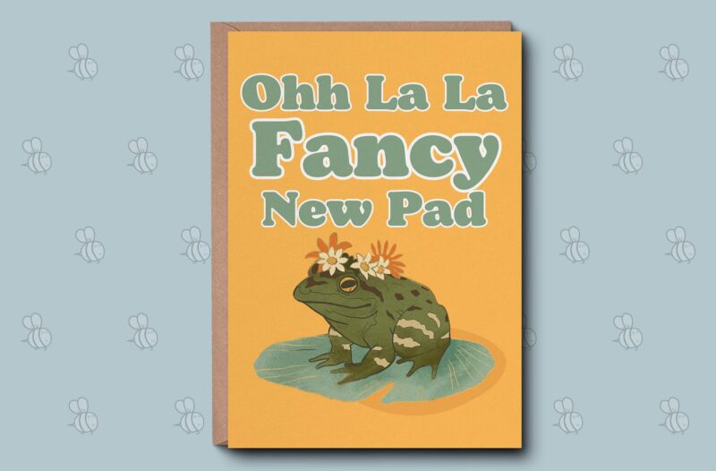 Funny New Home Card- Fancy New Pad. Personalised Cute Moving New House Card, Housewarming gifts. Cottagecore Frog Card