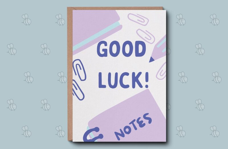 Good Luck Card - Sweet, Cute Design for School, College, University Exams - Academic Encouragement Gift