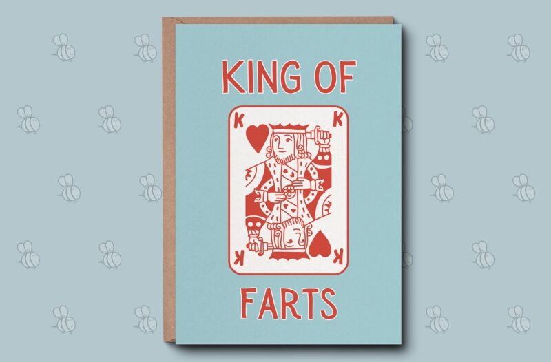 funny Birthday card for him - King Of Farts. Birthday card for men, men's birthday card. For dad, husband, boyfriend, uncle brother nephew.