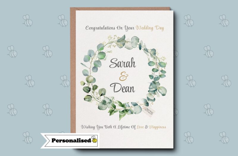 Personalised Wedding Gift & Engagement luxury Greetings Card - Floral, 2024 2025 Wedding Card. Luxury Keepsake Gift For The Happy Couple.